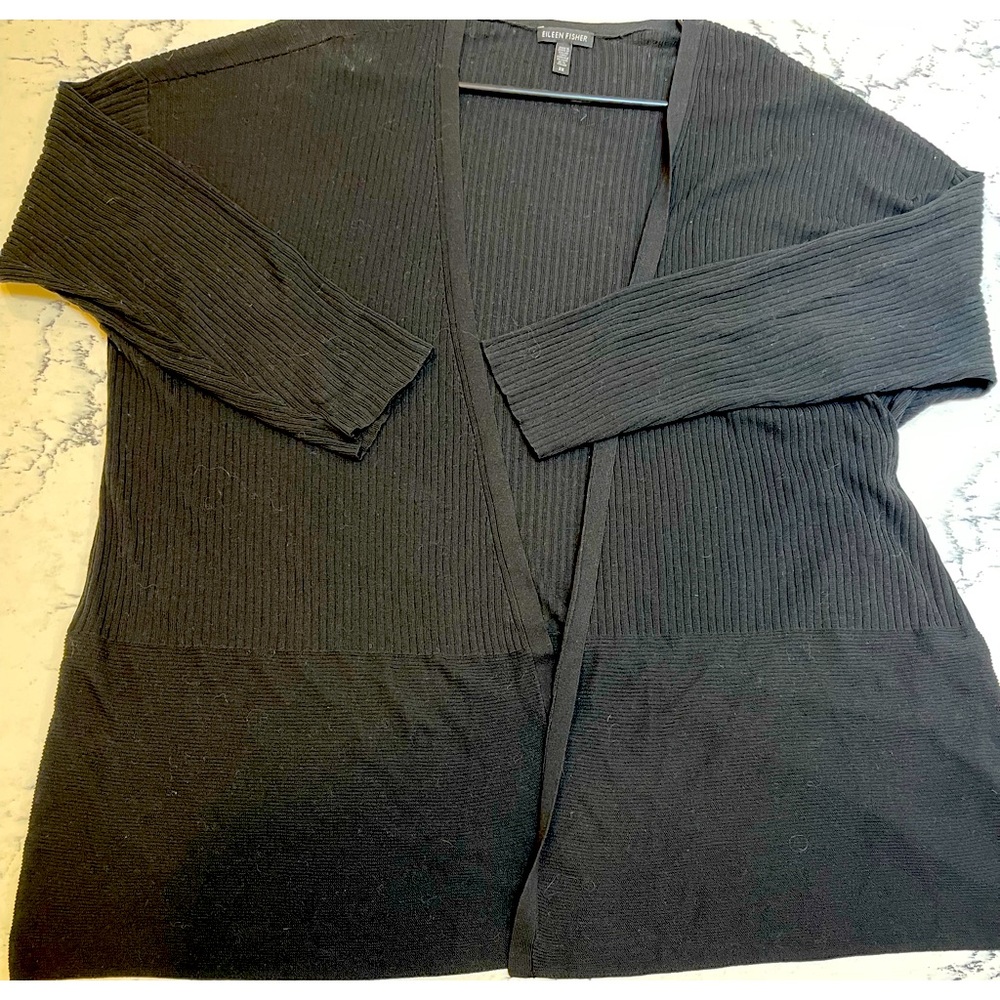 Eileen Fisher Tencel Open Front Ribbed Cardigan